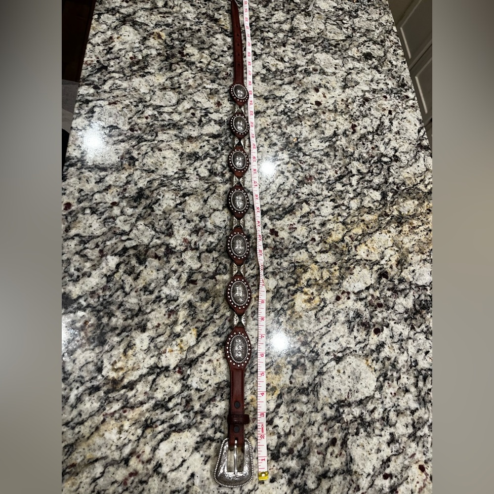 Justin Boots Brown Belt with Silver Accents